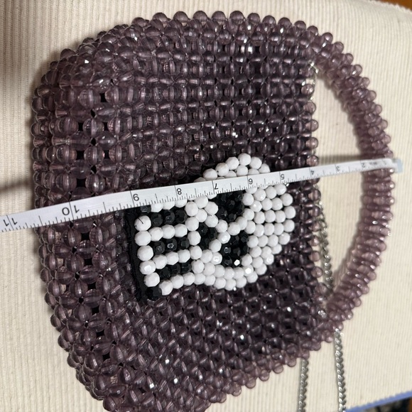 Bouffants & Broken Hearts Purple and White Mini Bag with Skull Design - Picture 5 of 10